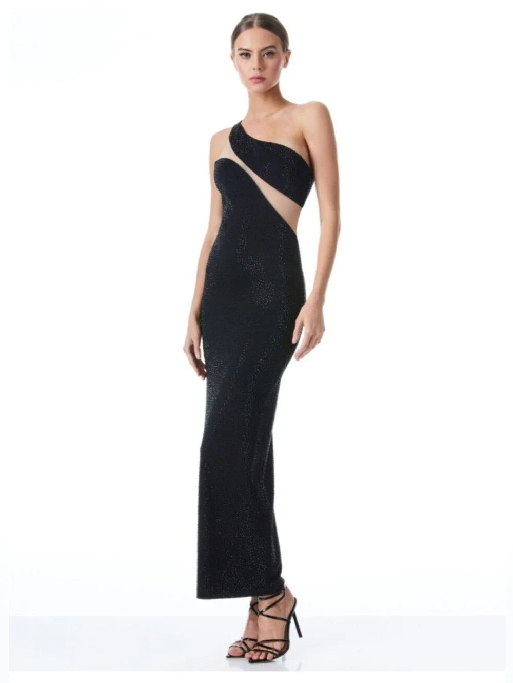 Alice + Olivia Mercedes Embellished One Shoulder long Dress Size 6 $595 - Picture 12 of 13